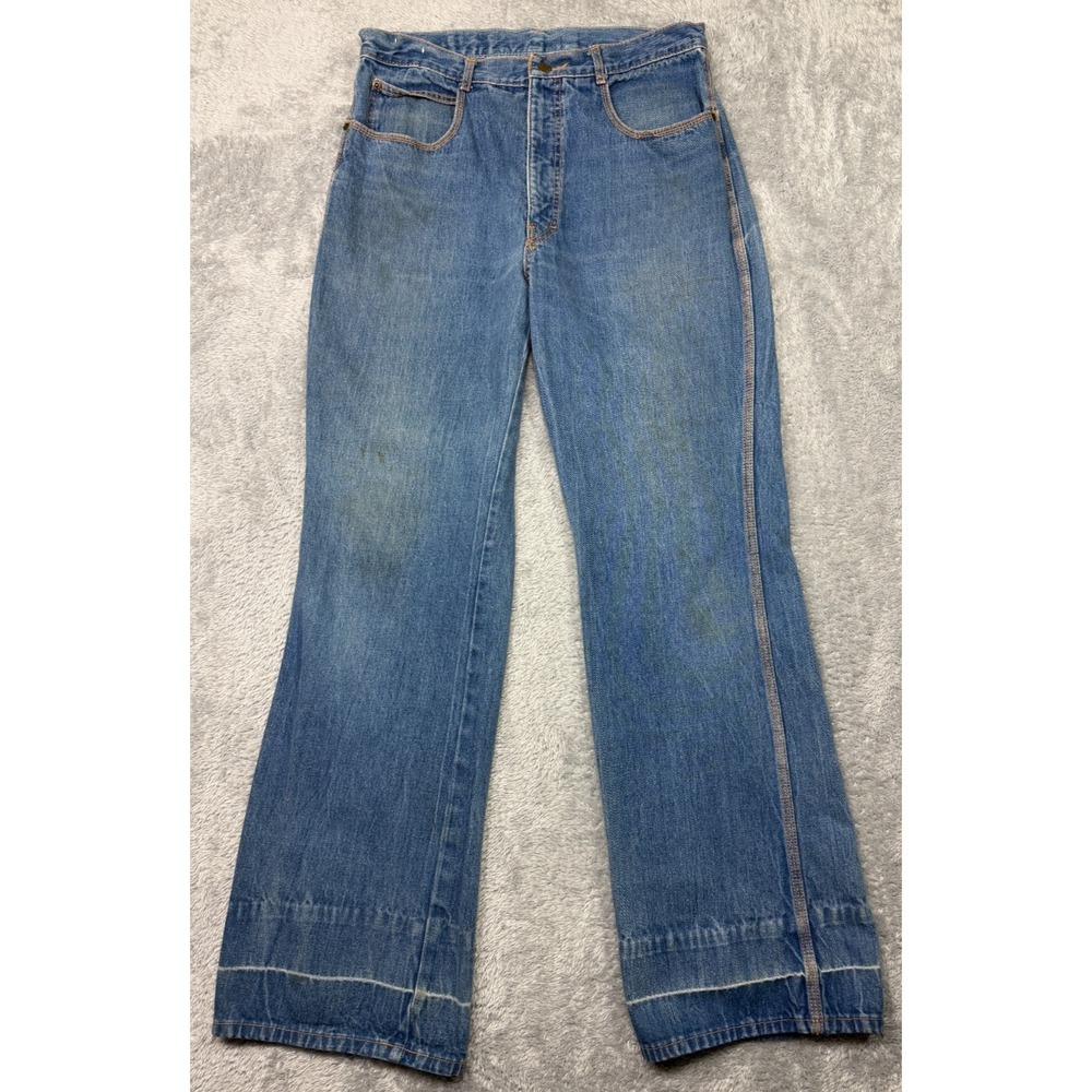 Vintage 1970s Jeans Womens 32x32 Long Wide Leg Bell Bottom‎ Flare Medium Wash